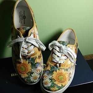 Bradford Exchange floral canvas sneakers 2009 size 9 NIB
